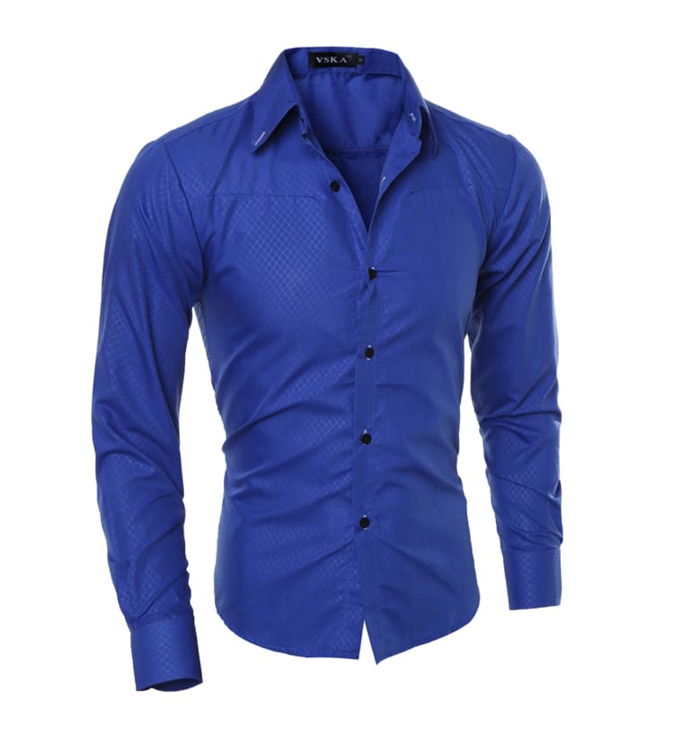 Fashionable diamond plaid men's long sleeve shirt view 4