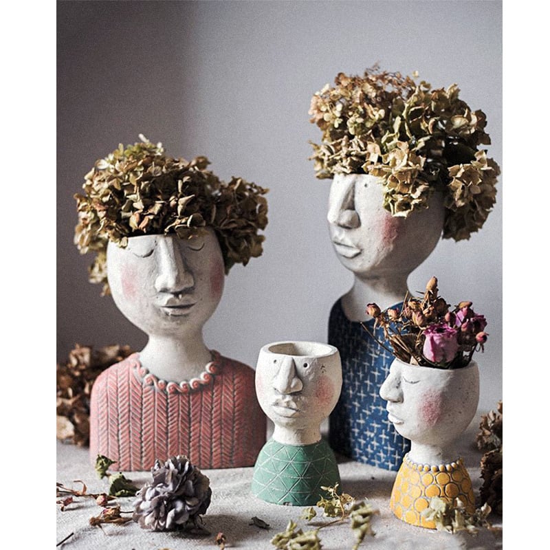 Greek Statue Pot Goddess Flower Pots Head Retro Venus Vase view 2