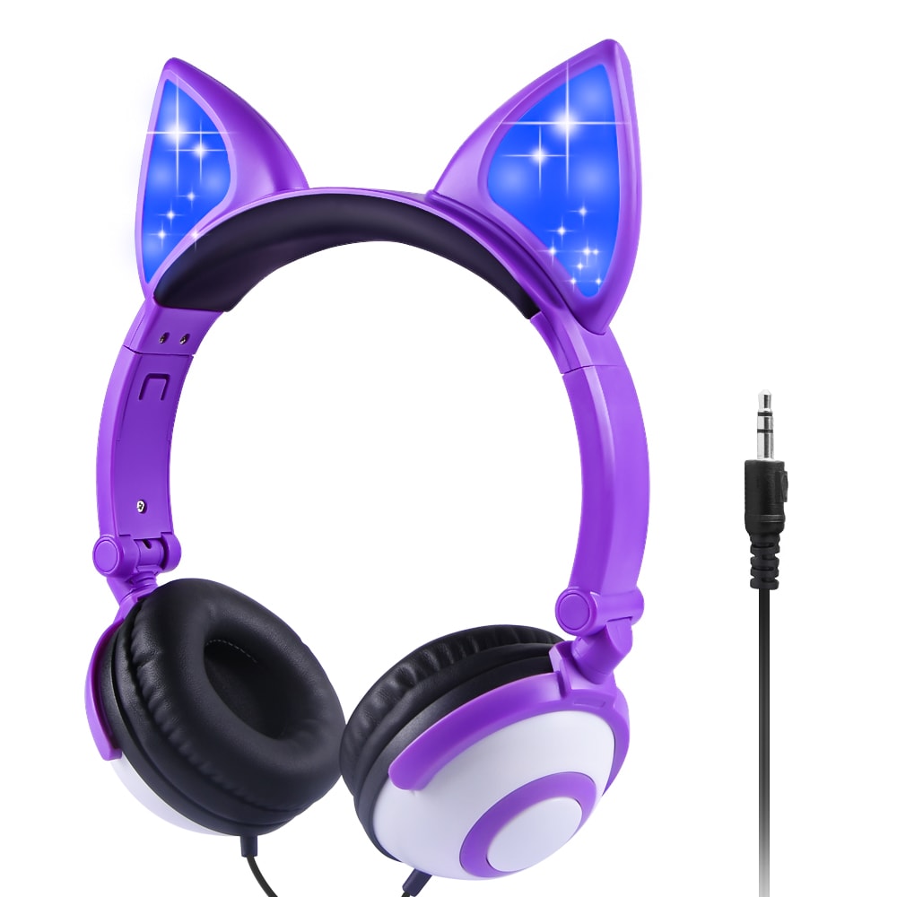 LED flashing cat ear headphones view 2