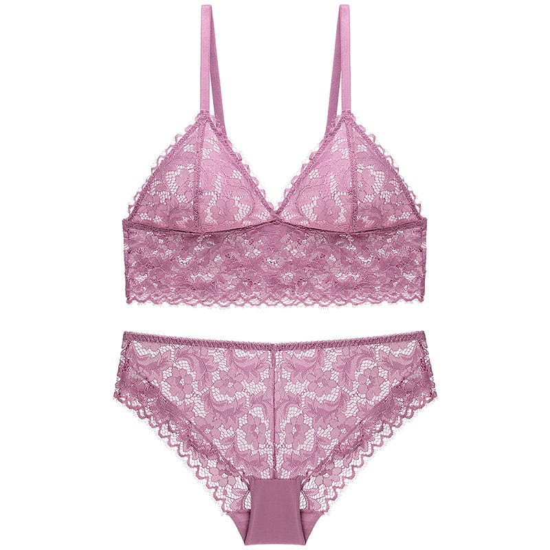 Ladies no steel ring lace bra set view 4