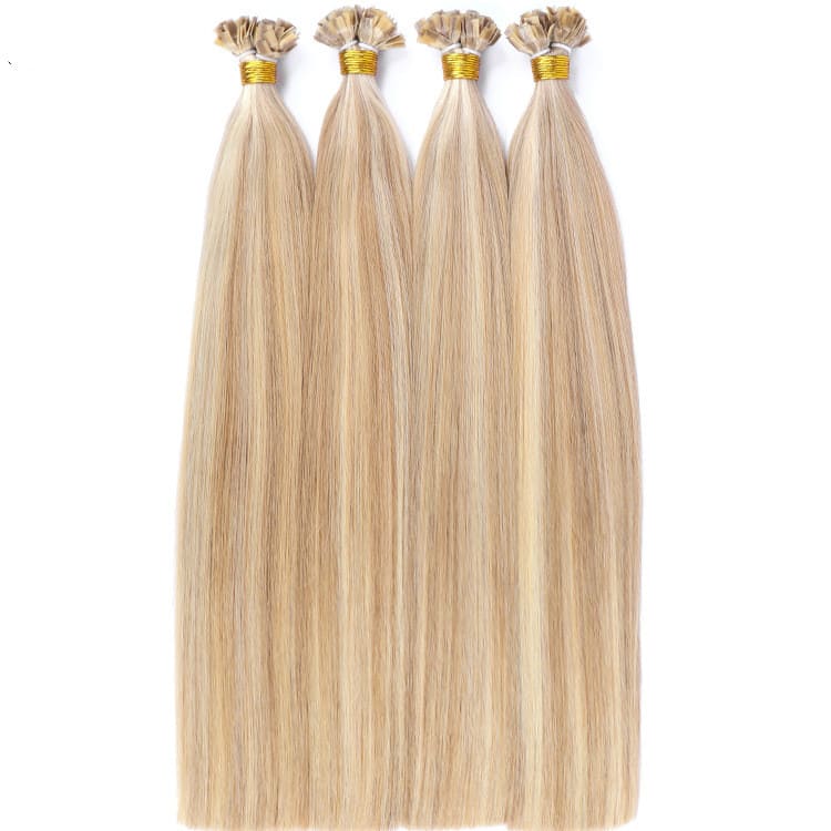 Real human hair seamless flat hair extension view 5