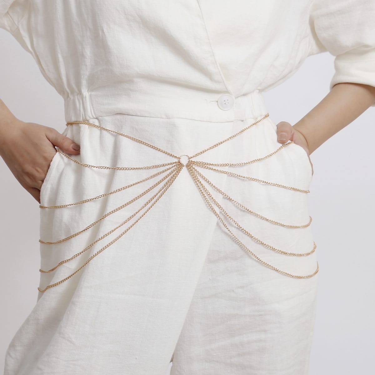 Metal geometric waist chain view 3