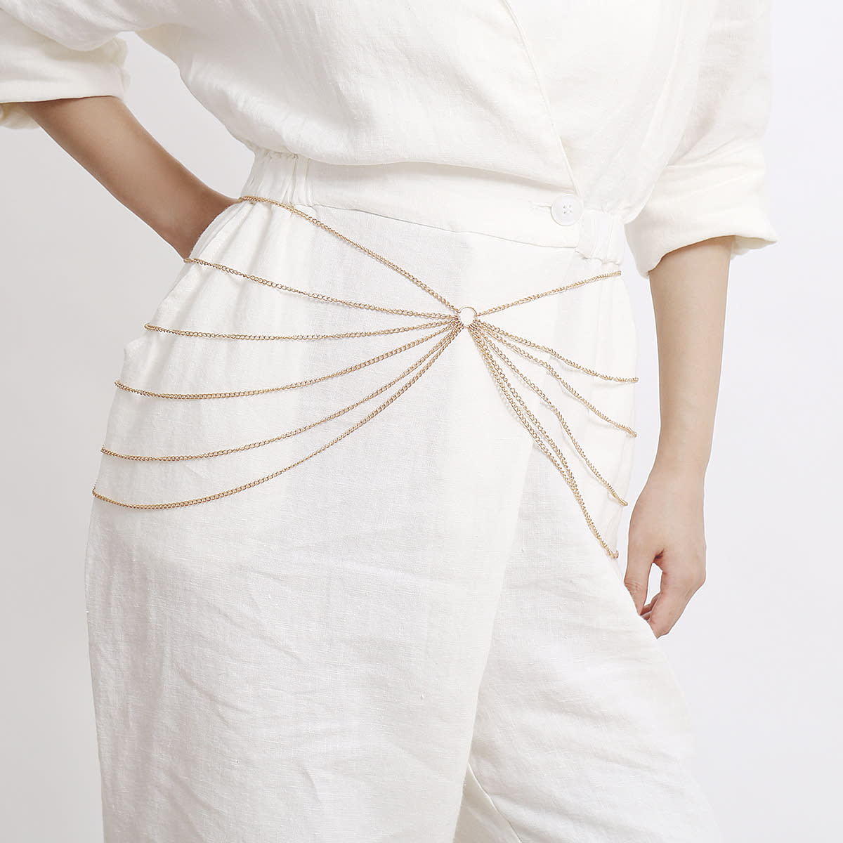 Metal geometric waist chain view 1