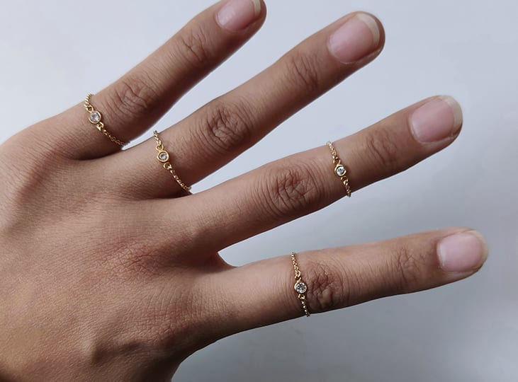 Tide-Plated 18k Rose Gold Titanium Steel Index Finger Ring Thin Chain view 5