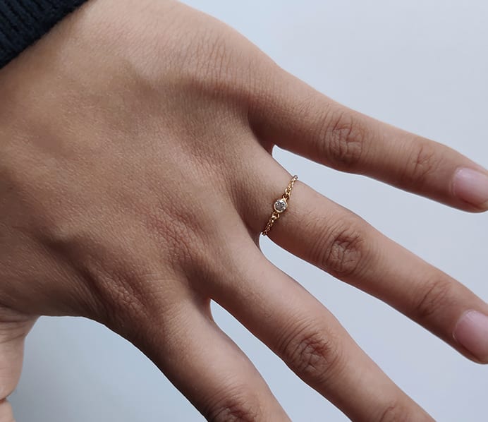Tide-Plated 18k Rose Gold Titanium Steel Index Finger Ring Thin Chain view 8