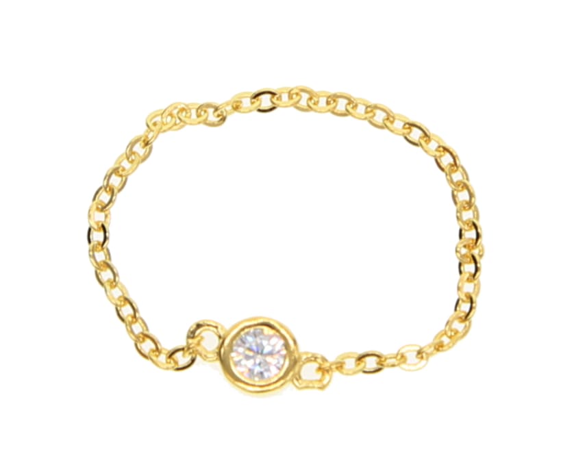 Tide-Plated 18k Rose Gold Titanium Steel Index Finger Ring Thin Chain view 6