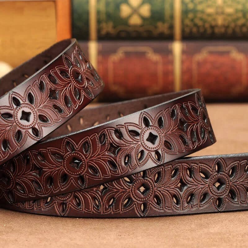 New Belt Hollow Pattern Belt Ladies Trend Waistband Genuine Woman Belt Vintage Pin Buckle Strap Jeans view 4