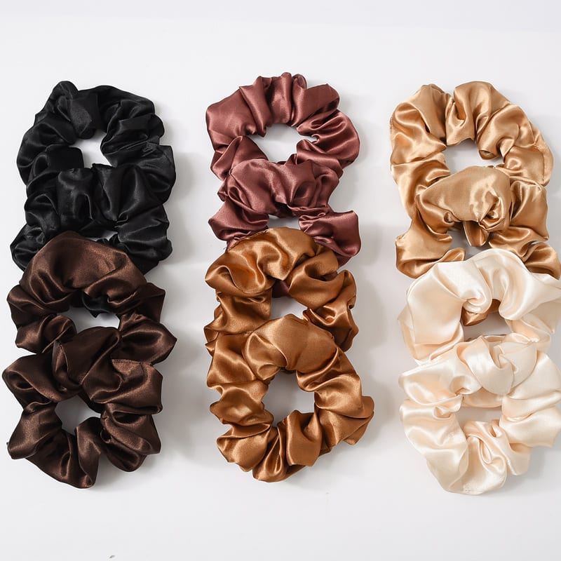 Satin Cloth Large Intestine Circle Hair Tie Set Solid Color view 4