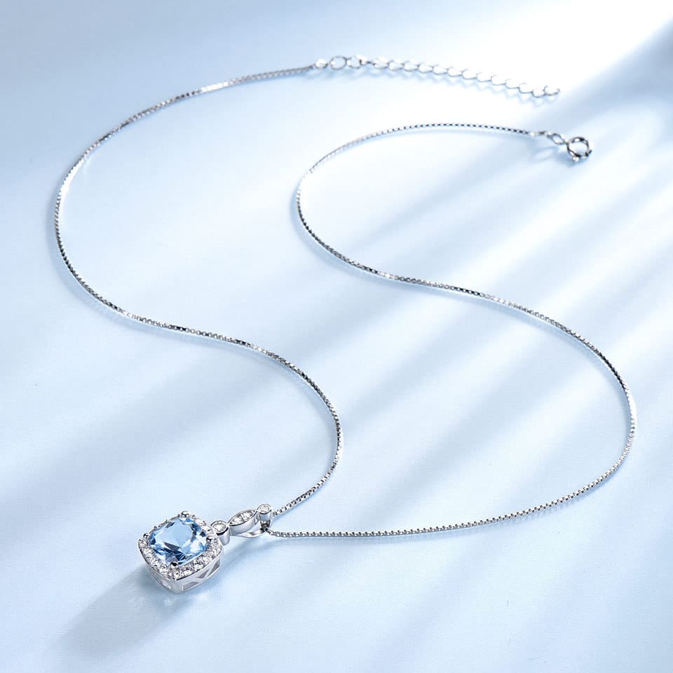 925 Sterling Silver Necklace Sky Blue Topaz Four-Piece Set view 7