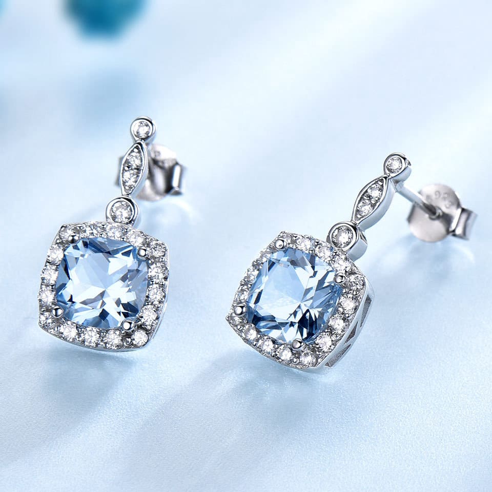 925 Sterling Silver Necklace Sky Blue Topaz Four-Piece Set view 6