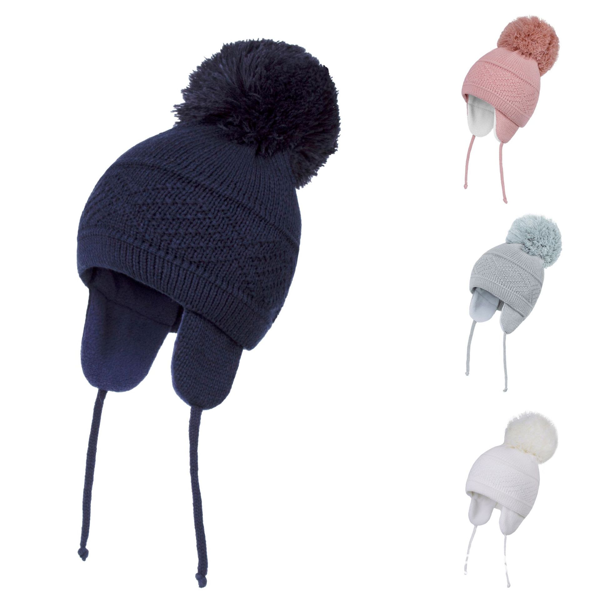 Knitted Hat Solid Color Plus Plush Big Ball view 5