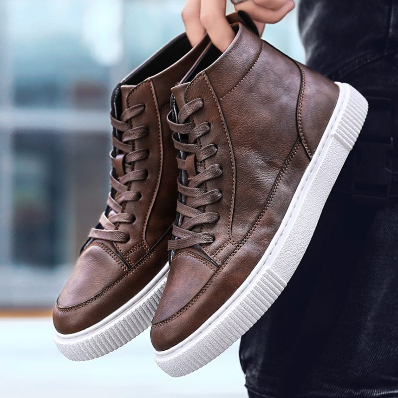 High-top Sneakers Korean Casual Leather Shoes view 5