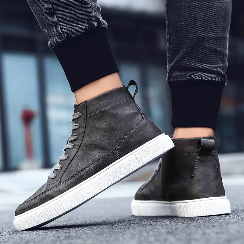 High-top Sneakers Korean Casual Leather Shoes view 4