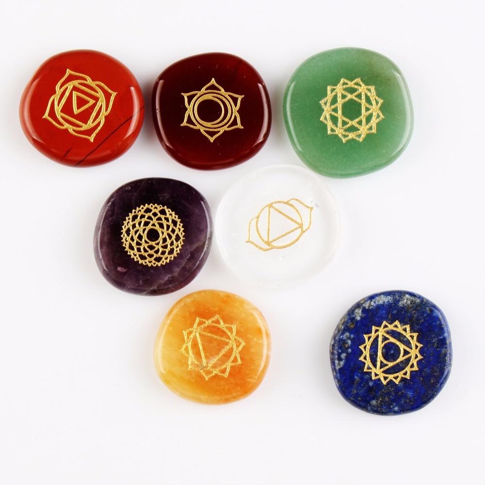7 Chakras Natural Pocket Palm Stones view 5