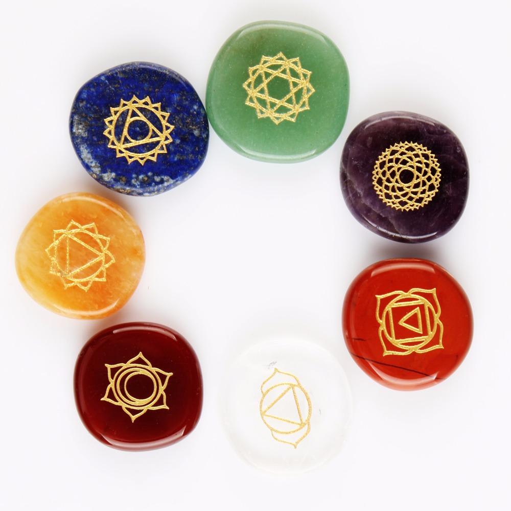 7 Chakras Natural Pocket Palm Stones view 7