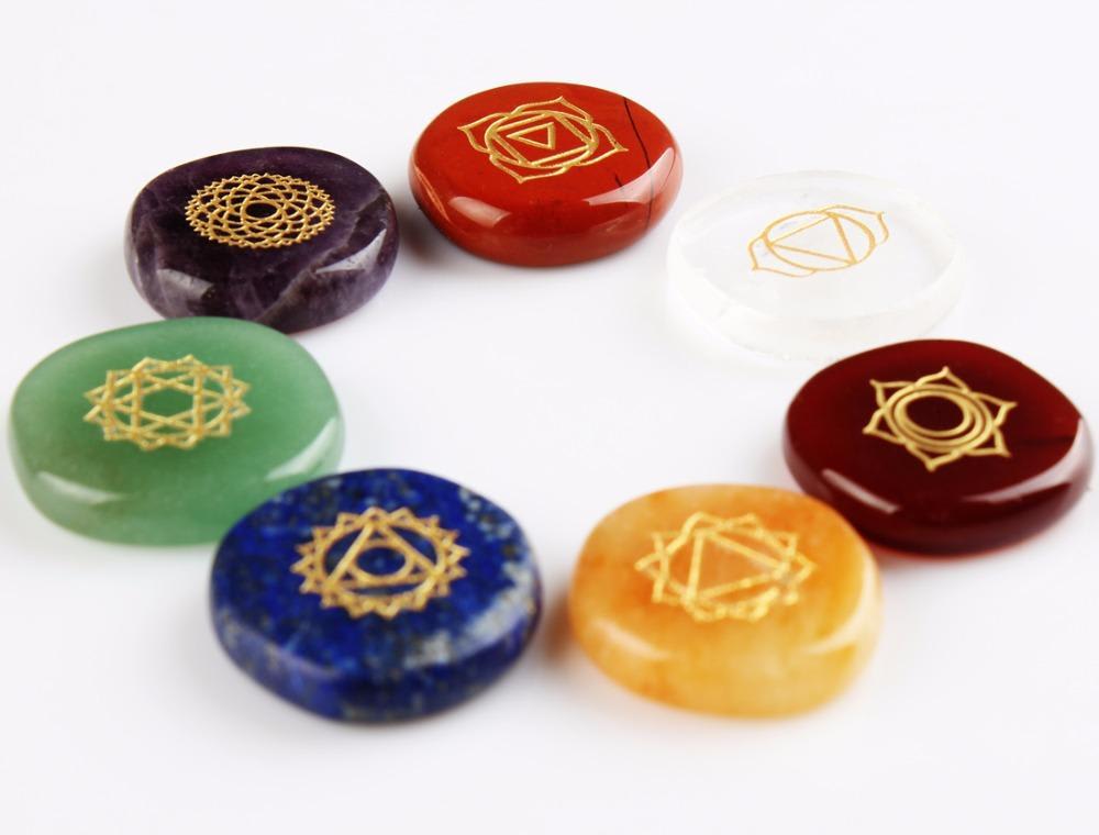 7 Chakras Natural Pocket Palm Stones view 6