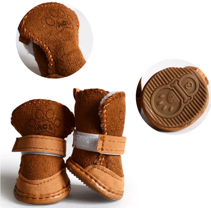 Dog Shoes Pet Shoes Lambskin Snow Shoes Cotton Shoes Khaki view 6