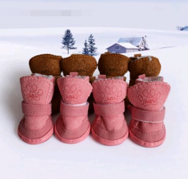 Dog Shoes Pet Shoes Lambskin Snow Shoes Cotton Shoes Khaki view 2