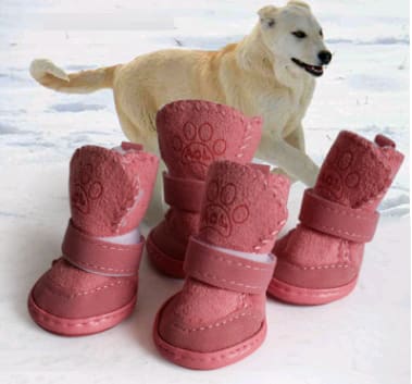 Dog Shoes Pet Shoes Lambskin Snow Shoes Cotton Shoes Khaki view 5