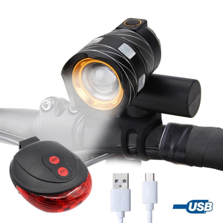 New bicycle USB light Highlight warning light Mountain bike headlights Charging headlight accessories view 5