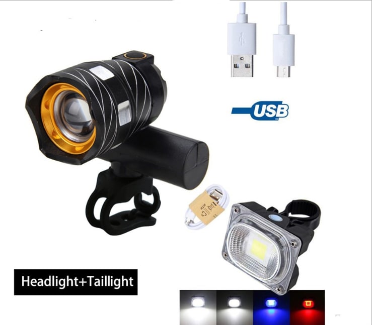 New bicycle USB light Highlight warning light Mountain bike headlights Charging headlight accessories view 3