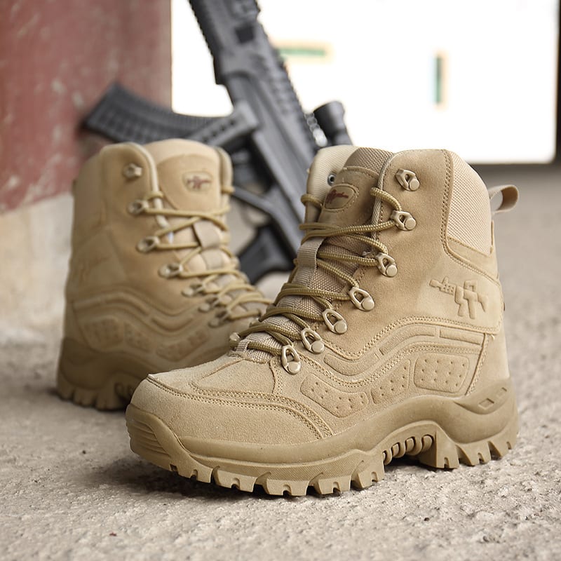 Large size high top outdoor military boots view 2