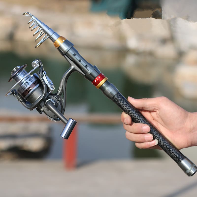 Fishing-Rod-Set Lures Spinning Reel Combo Line Telescopic Carbon-Fiber Travel And view 9