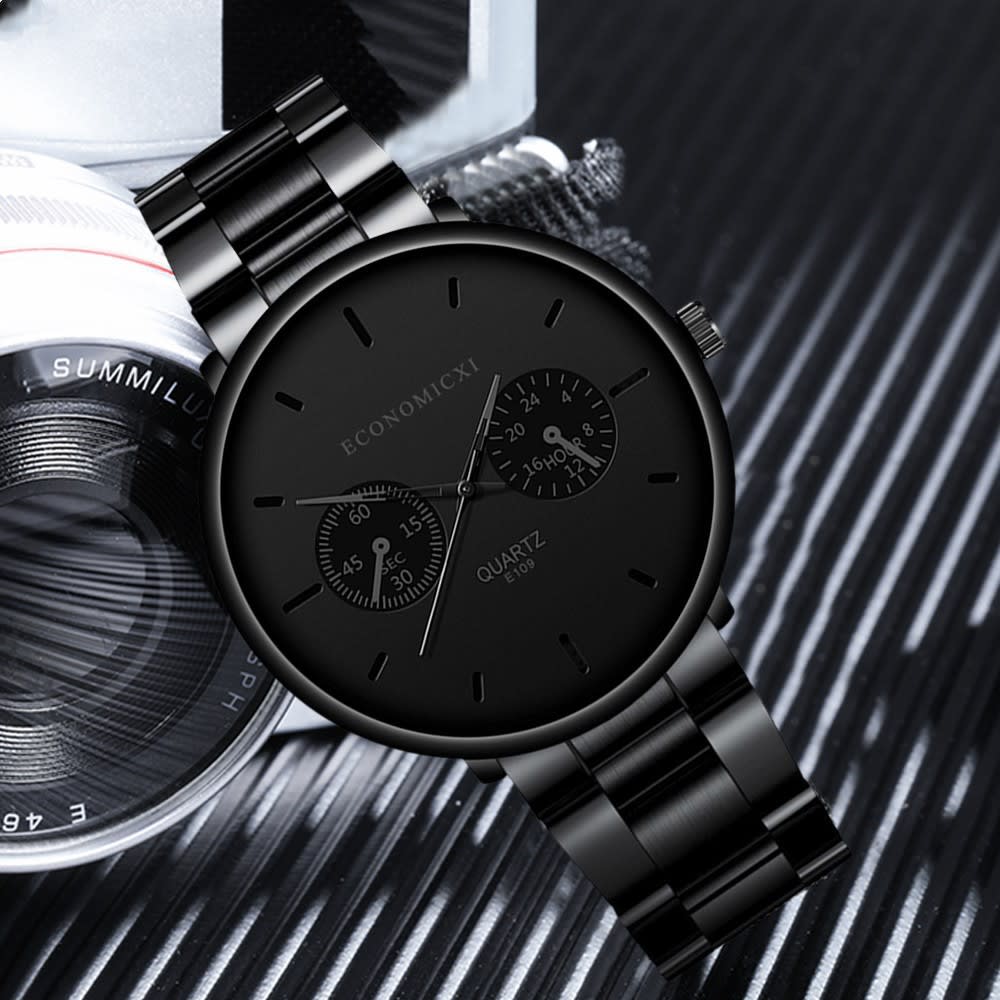 Multifunctional sports student men's watch steel strap view 2