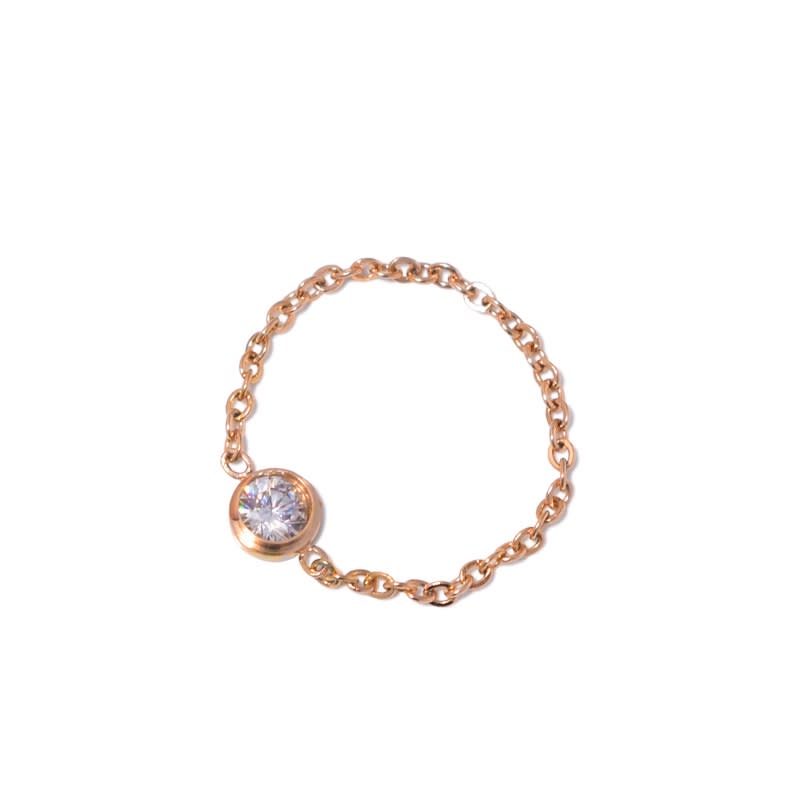Tide-Plated 18k Rose Gold Titanium Steel Index Finger Ring Thin Chain view 11