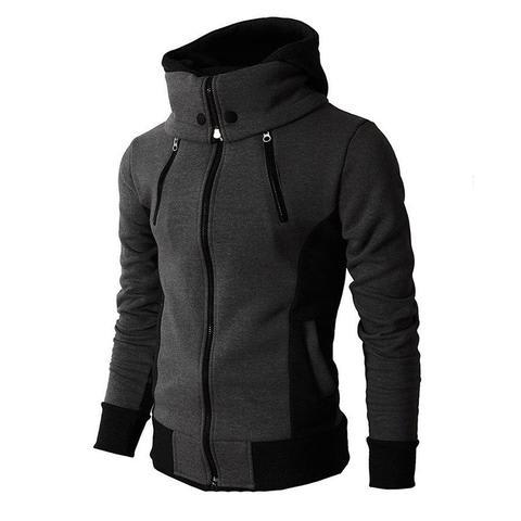 Men's Zip UP Hooded Jacket Fake Two Piece Sports Cardigan Casual Slim Sweatshirt Jacket view 4