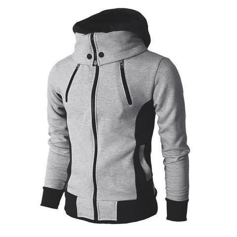 Men's Zip UP Hooded Jacket Fake Two Piece Sports Cardigan Casual Slim Sweatshirt Jacket view 3