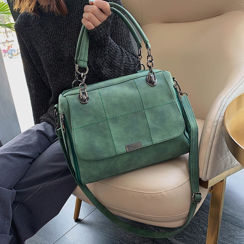 Matte Women  Scrub Female Shoulder Bags Large Capacity Matcha Green PU Leather Lady Totes Boston Bag for Travel Hand Bags view 5