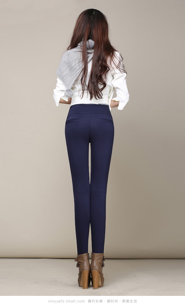 Ladies plus fleece padded slim outer wear leggings view 3