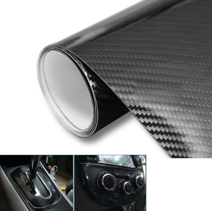 Car Styling Glossy Black 5D Carbon Fiber Vinyl film Car Wrap view 4