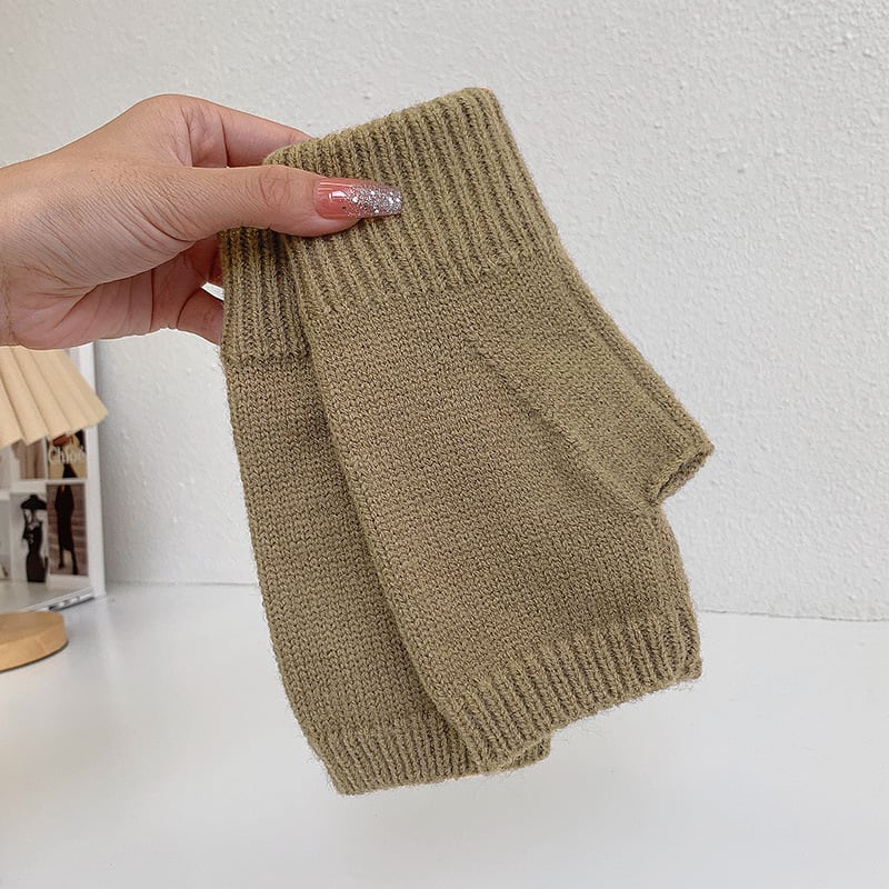 Women's Warm Knitting Wool Half Finger Gloves view 9