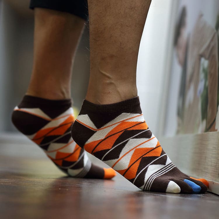 Fashion British Style Five-finger Split-toed Men's Socks Pure Cotton Breathable view 2