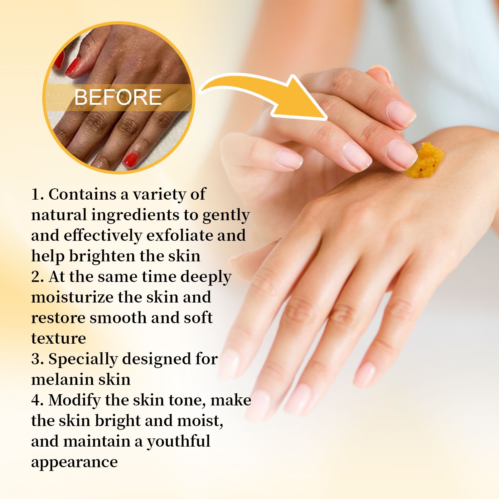 EELHOE Turmeric Body Scrub Cleansing Exfoliating Melanin Whitening Moisturizing Skin Scrub view 3