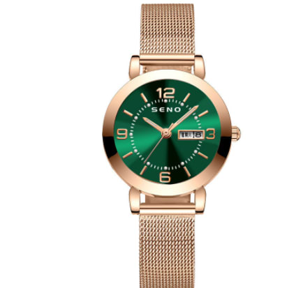 Night Light Waterproof Dual Calendar Women's Alloy Quartz Watch view 9