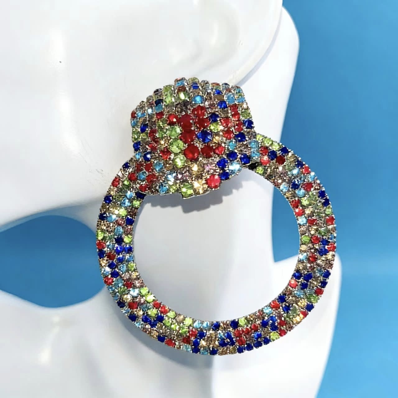 Fully Paved Oversized Sparkle Hoop Earrings For Women view 2
