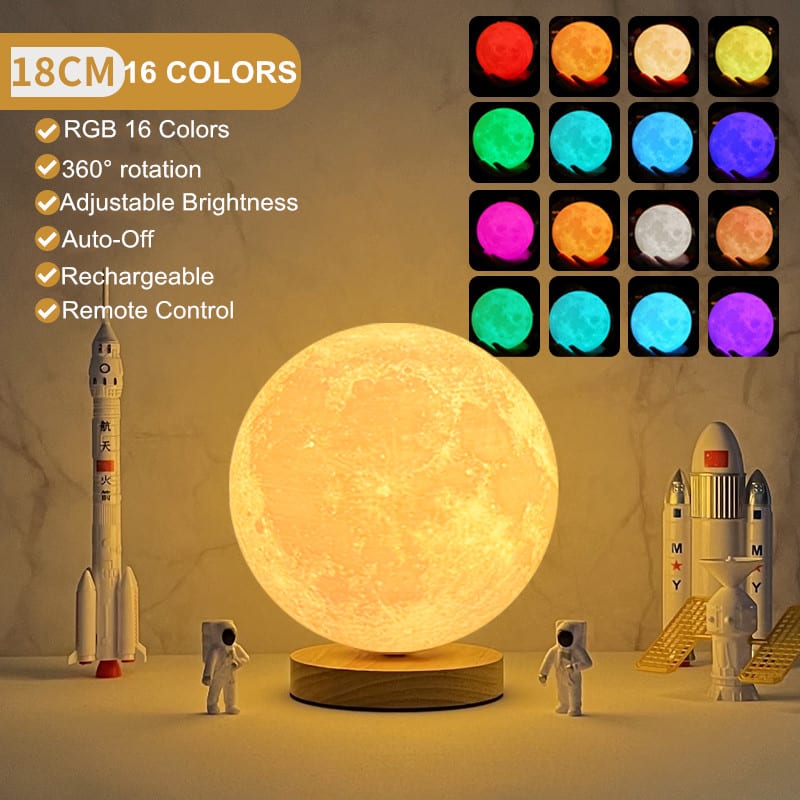 Creative 3D Magnetic Floating Levitating Moon Lamp Touch Control 3 Color Moon Light Lunar Night Light For Home Office Room Decor view 15