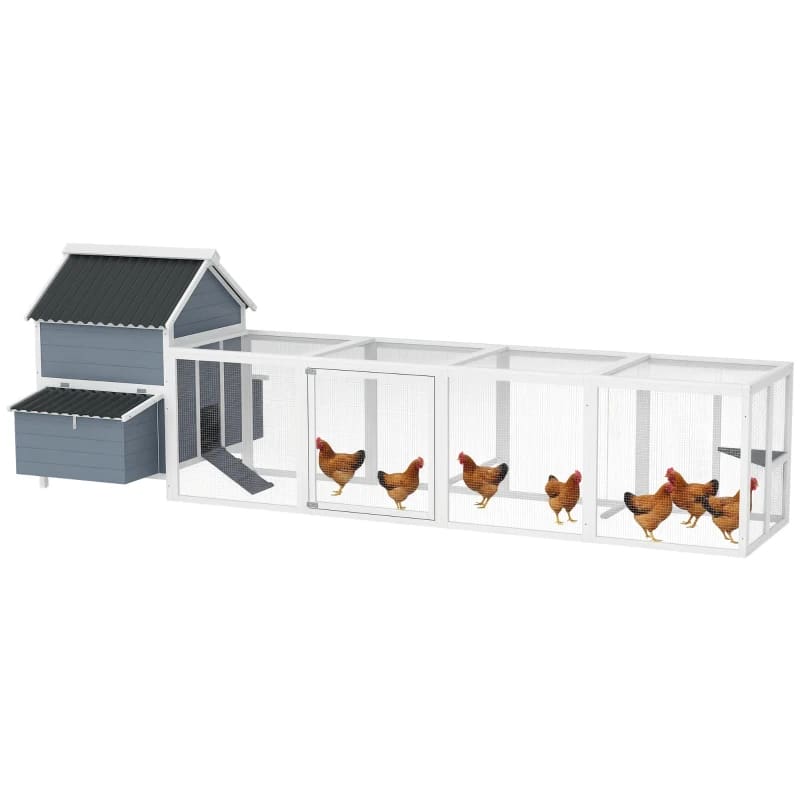 156Extra Large Wooden Chicken Coop With 2 Nesting Box, Run Cage, Waterproof Wave Roof, For 10-15 Chickens, Light GrayMultiple Packages view 5