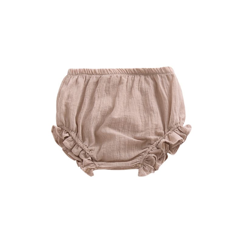 Infant Solid Color Cotton Linen Lace Triangle Casual Shorts view 4