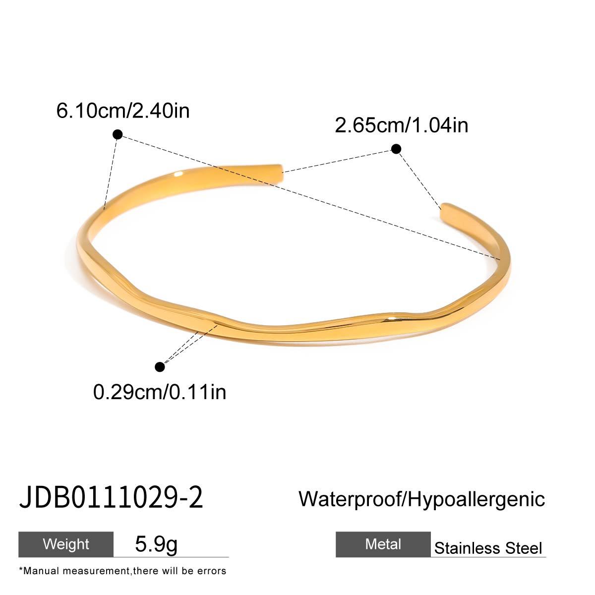New INS Style Titanium Steel Bracelet For Women, 18K Gold Plated Stainless Steel, Fashion Trend Wavy Bangle Jewelry view 3