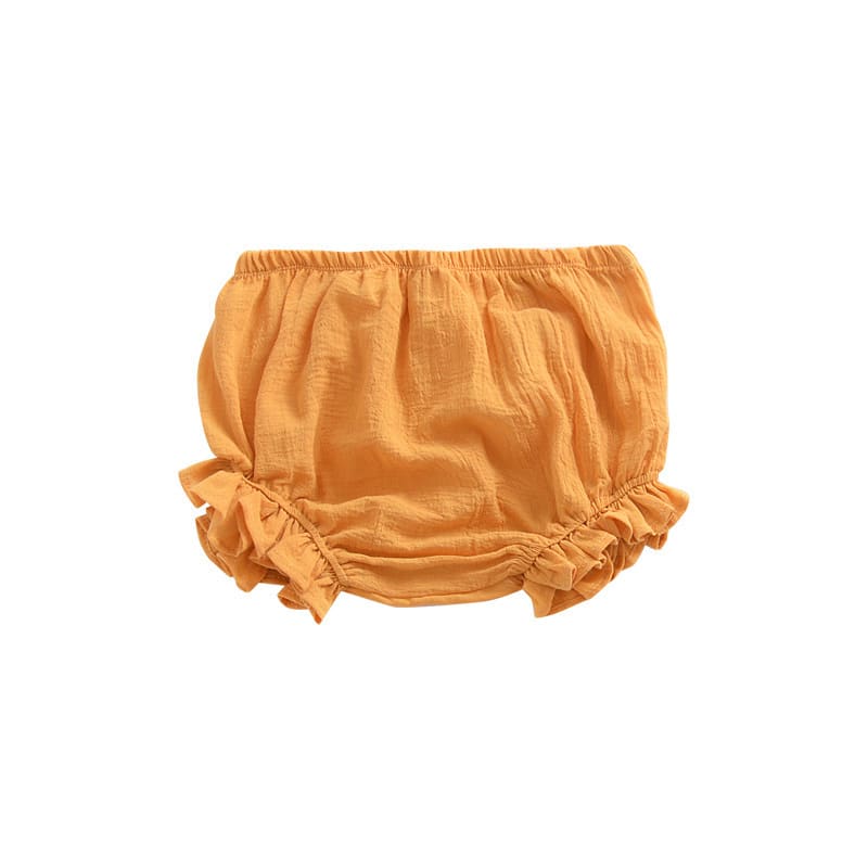 Infant Solid Color Cotton Linen Lace Triangle Casual Shorts view 6