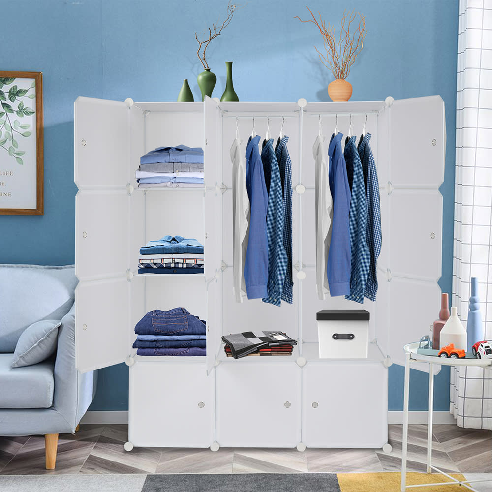 4-layer 12-compartment Rubik's Cube Wardrobe, Plastic, Can Be Freely Assembled DIY Style view 11