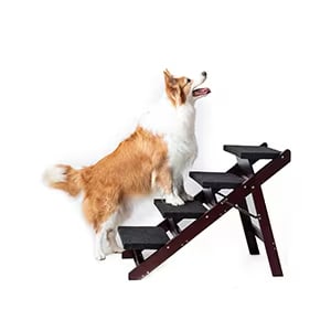Wooden Dog Stairs Steps - Foldable 4 Levels Pet Stairs & Ramp Perfect For Beds And Cars - Portable Dog Cat Ladder Up To 110 Pounds view 5