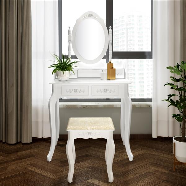 Four Drawer Single Mirror Dressing Table Set view 4
