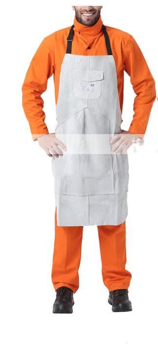 Brown Leather Breast Apron Wear Resistance Cut Insulation For Electric Welding Operation view 2