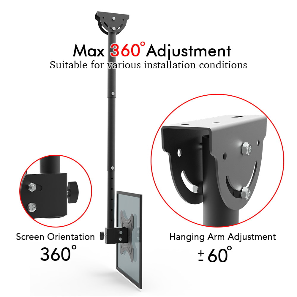 TV Ceiling Bracket, Length Adjustable 360 Degree Rotation, Up And Down 5-15 Degrees, Load Capacity 25kg view 9
