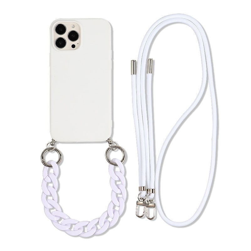 Solid Color Diagonal Double Lanyard Mobile Phone Case view 4